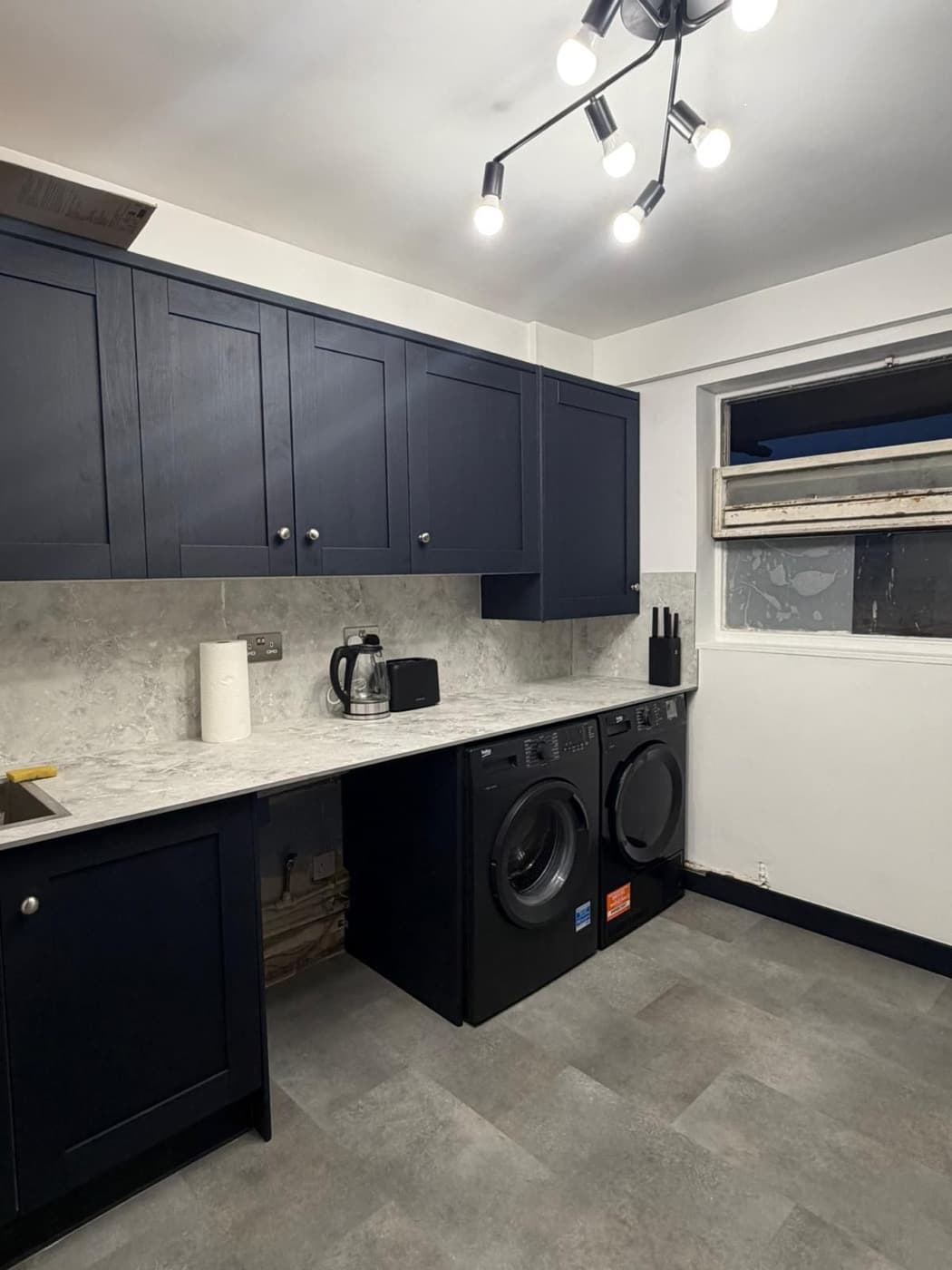 Navy Shaker Kitchen in Mayfair, completed by Nova Rise Construction London